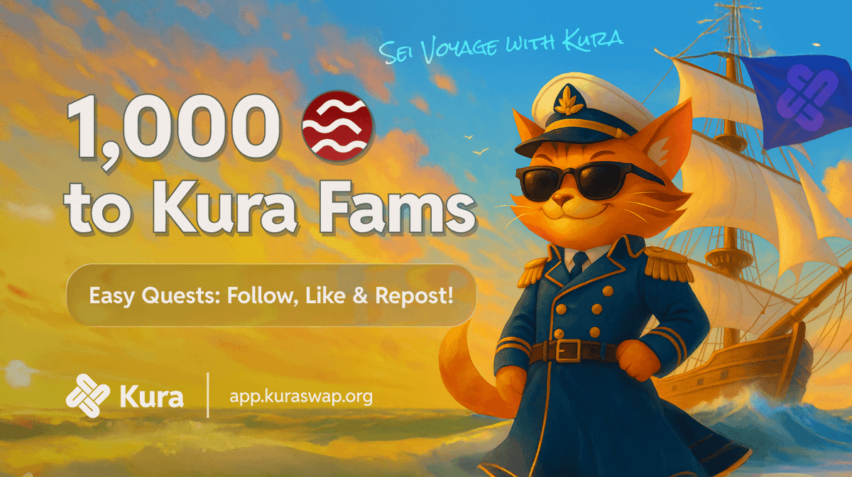 1,000 $SEI Airdrop: Sei Voyage with KURA 🛳️

Kura just hit $1M TVL on <a href="/SeiNetwork/">Sei</a> 🎉
To celebrate, we’re giving back to the community.

🏆 10 winners, 100 $SEI each
📅 Sep 9 – Sep 19
👉 Join via Zealy: 
- zealy.io/cw/kura/questb…

The journey has just begun. 
Hop on now ⚡️