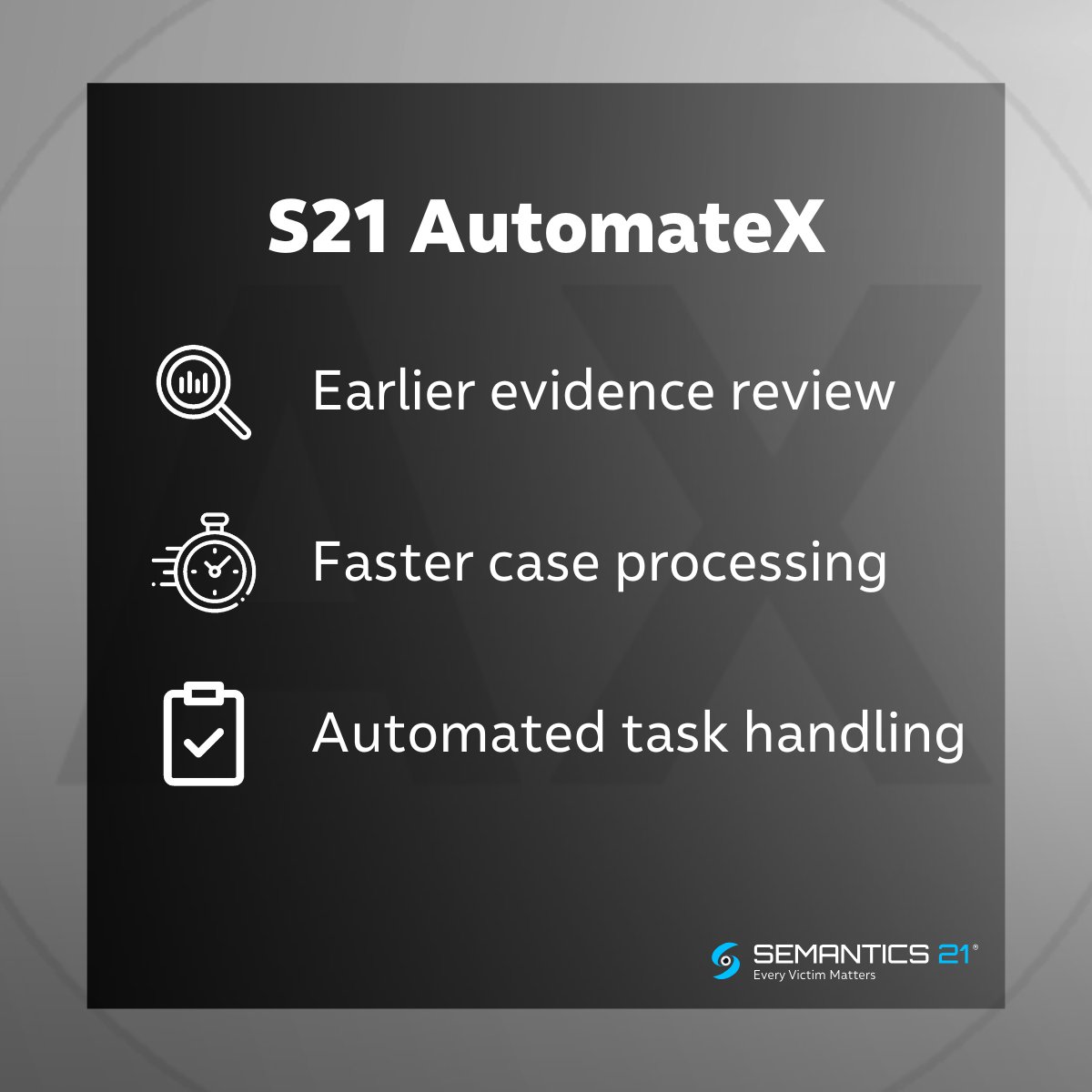 Semantics21's tweet image. Imagine a colleague who loves repetitive tasks, never complains and does not eat your lunch. That is S21 AutomateX.

Automate forensic workflows and integrate with X-Ways &amp;amp; S21 LASERi-X.

👉 semantics21.com/s21-automatex
#DigitalForensics