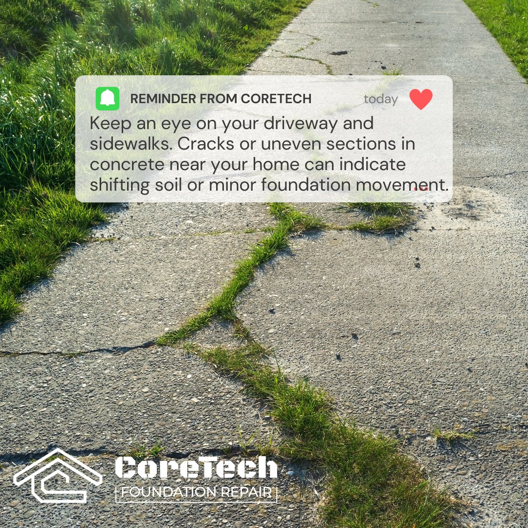 CoreTechFRHTX's tweet image. 🛠️ DIY Tip: Keep an eye on your driveway & sidewalks! Cracks or uneven concrete can signal shifting soil or early foundation movement. Catch it early to protect your Houston home! 
🔧Free estimate: zurl.co/csrWT
#HoustonHomes #FoundationRepair #CoreTech