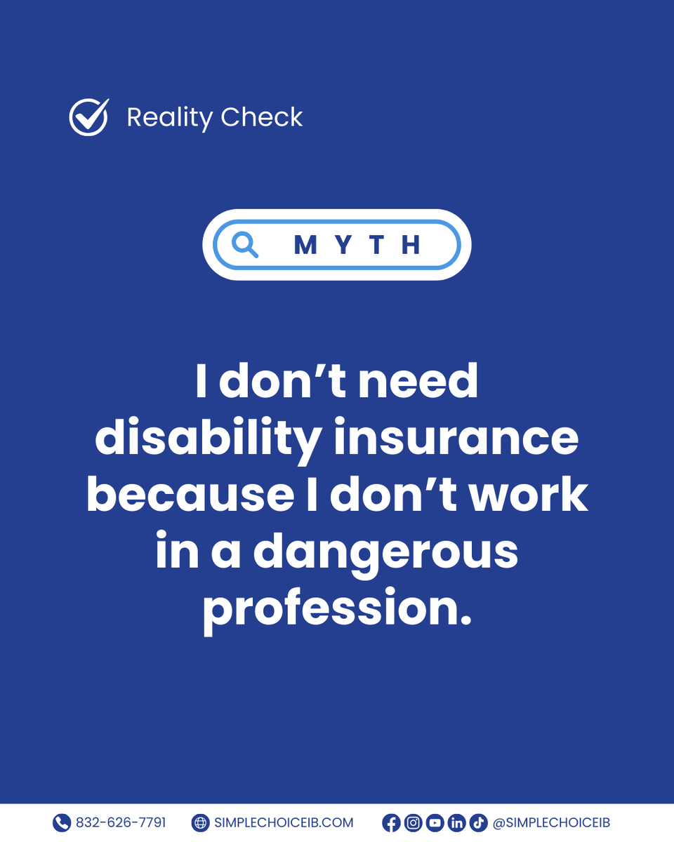 simplechoiceib's tweet photo. #DidYouKnow? Illness—not accidents—account for most disabilities that keep people out of work. If you were sick or injured and unable to work, #disabilityinsurance would replace a portion of your paycheck until you could again.
#insurance #insurancebroker #Houston #simplechoice #fyp
