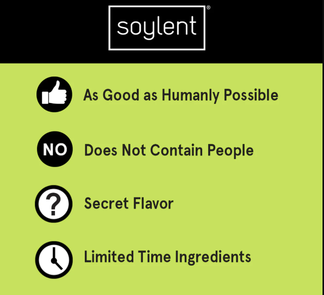 TheWordMonk's tweet photo. @redpilldispensr Did they mention Soylent Green Meat patty? 
No animals were harmed, only "lab grown meat"!

Ah.. Forgot to mention...
🚷Does not Contain People.

Its ok, meat is meat.🫶 https://t.co/4NiYnf6PCt