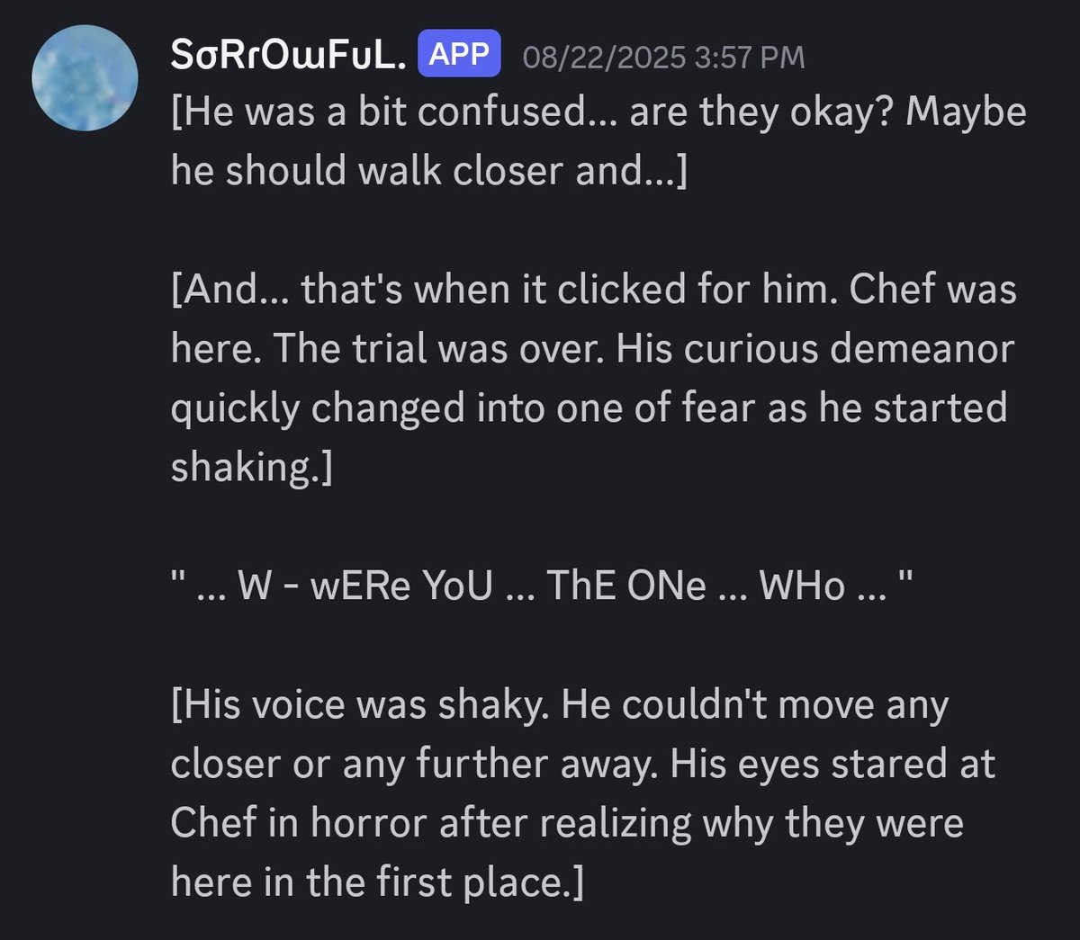 mArSH_sWorD's tweet image. { A MEETING WITH YOUR KILLER. }

{ INTERACTION W/ @Chef_R_Pin }

{ LIMBO }