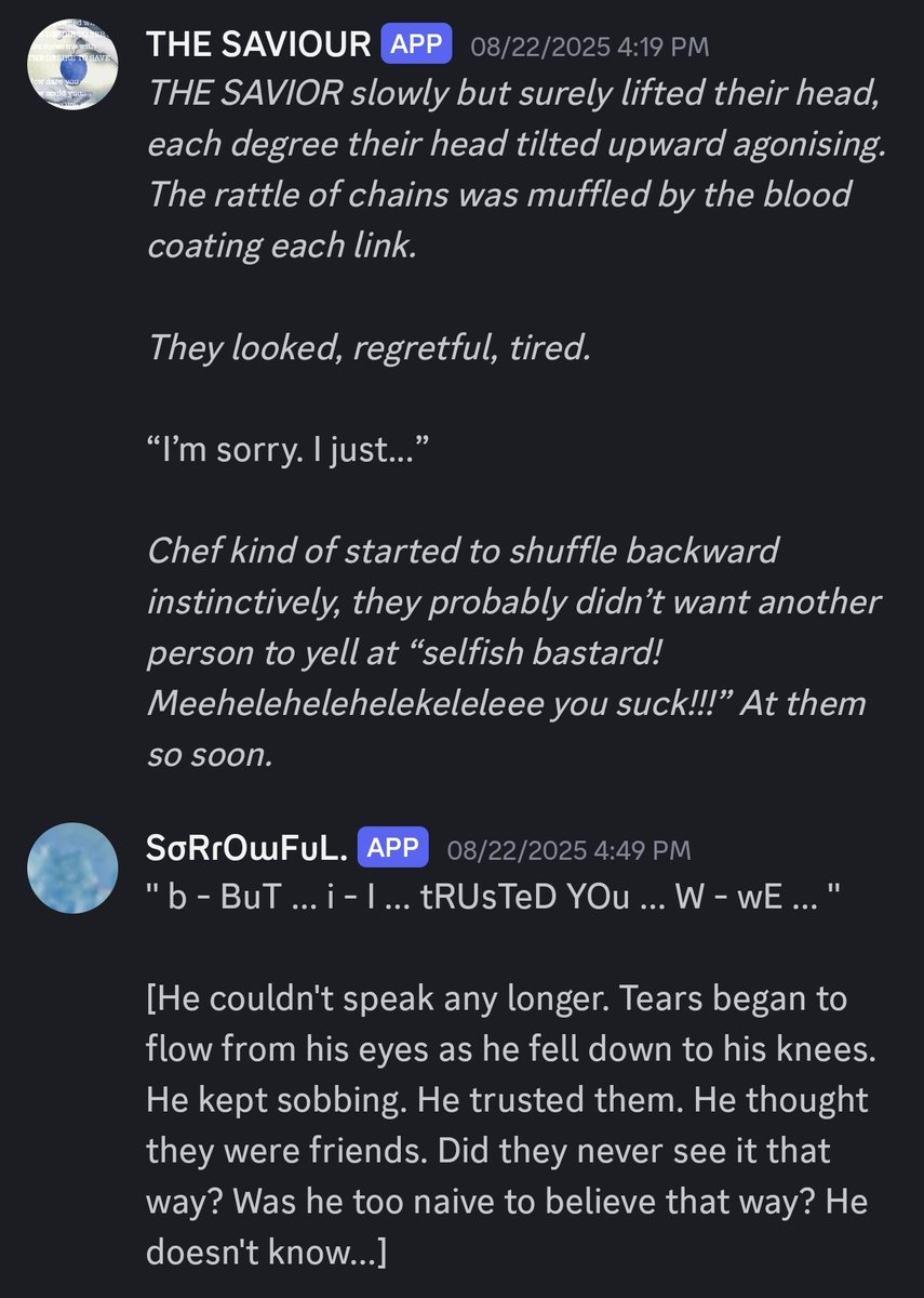 mArSH_sWorD's tweet image. { A MEETING WITH YOUR KILLER. }

{ INTERACTION W/ @Chef_R_Pin }

{ LIMBO }