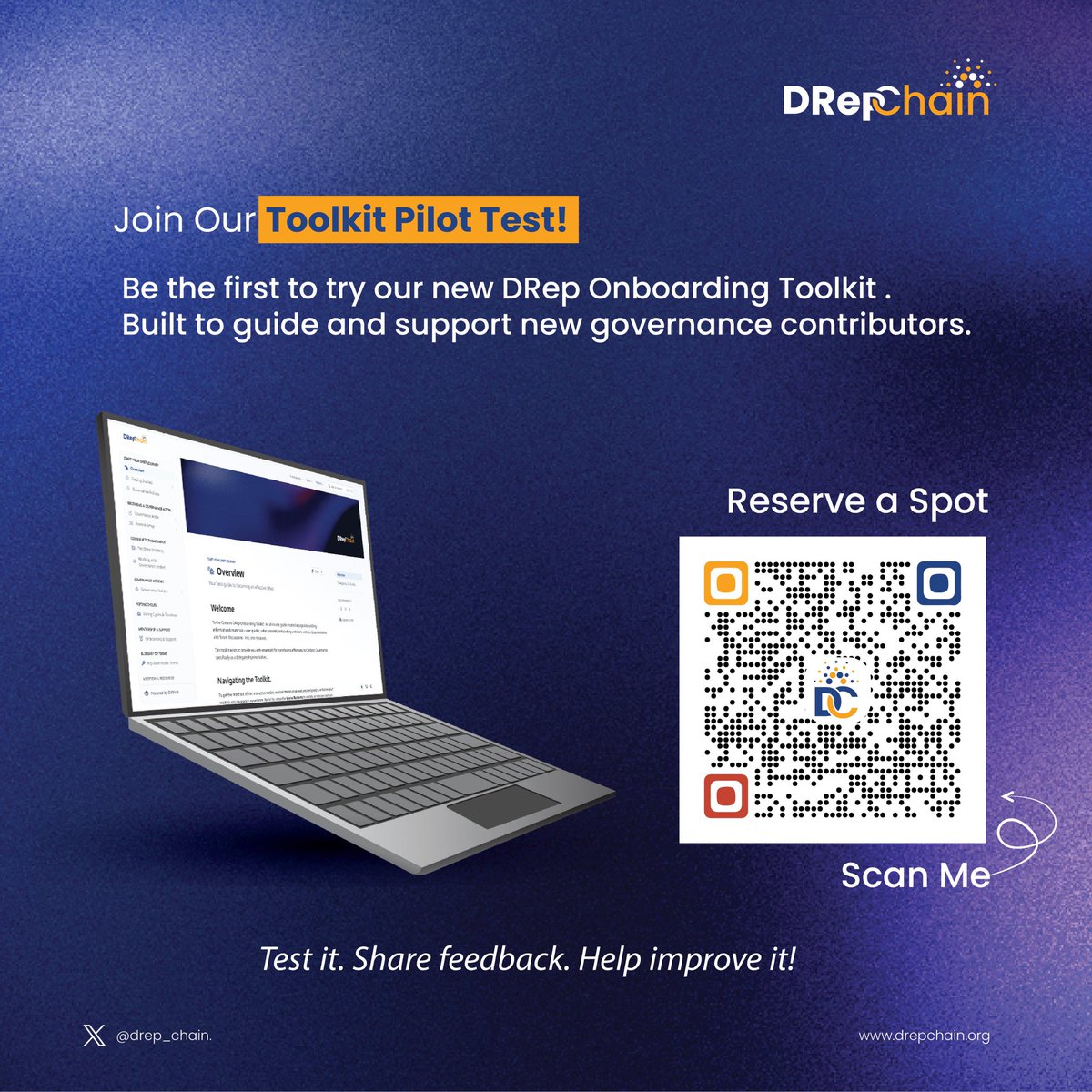 drep_chain's tweet photo. Attention! Toolkit Pilot Test Group Needed

We’re launching a toolkit soon to help Aspiring DReps get onboarded into Cardano’s governance the right way. 

And we need a few people with experience in the ecosystem to test it first.

If you are open to joining, click the link below to sign up, and confirm your availability!!

Sign up link → https://t.co/2ZBsJLTJQX

#Cardano #Technology $ADA