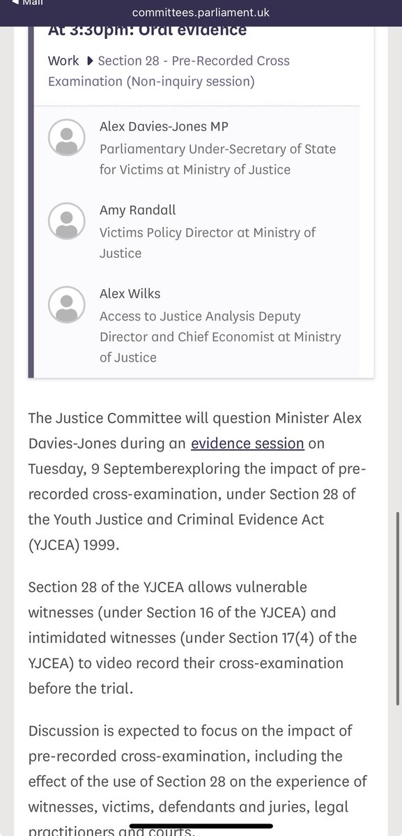 James Rossiter (@jamesdrossiter) on Twitter photo If ever there was an example of the power of in person live evidence over a video link - live or pre recorded - try watching+hearing in a select committee room evidence from <a href="/VictimsComm/">Victims' Commissioner for England & Wales</a> and Professor Cheryl Thomas KC given remotely to <a href="/CommonsJustice/">Justice Committee</a> on the efficacy of s28
Hard If ever there was an example of the power of in person live evidence over a video link - live or pre recorded - try watching+hearing in a select committee room evidence from <a href="/VictimsComm/">Victims' Commissioner for England & Wales</a> and Professor Cheryl Thomas KC given remotely to <a href="/CommonsJustice/">Justice Committee</a> on the efficacy of s28
Hard