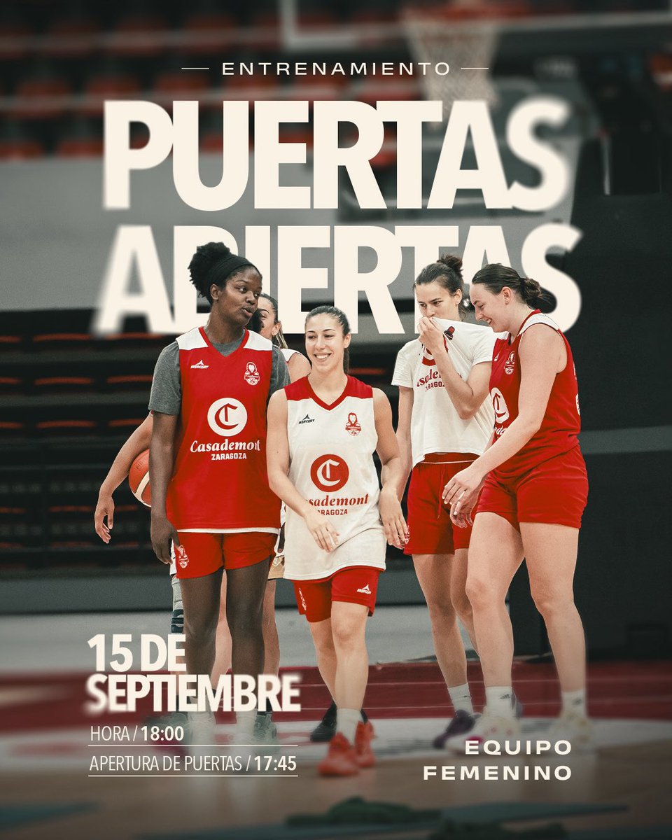 🫂 𝐄𝐍𝐓𝐑𝐄𝐍𝐀𝐌𝐈𝐄𝐍𝐓𝐎 𝐏𝐔𝐄𝐑𝐓𝐀𝐒 𝐀𝐁𝐈𝐄𝐑𝐓𝐀𝐒: 𝐕𝐄𝐍 𝐘 𝐂𝐎𝐍𝐎𝐂𝐄 𝐀 𝐋𝐀𝐒 𝐉𝐔𝐆𝐀𝐃𝐎𝐑𝐀𝐒

📅 Lunes 15 de septiembre
⏰ 18:00 h (apertura de puertas 17:45 h)
📍 Pabellón Príncipe Felipe
🎟 Entrada libre hasta completar aforo

ℹ️ casademontzaragoza.es/noticias/entre…