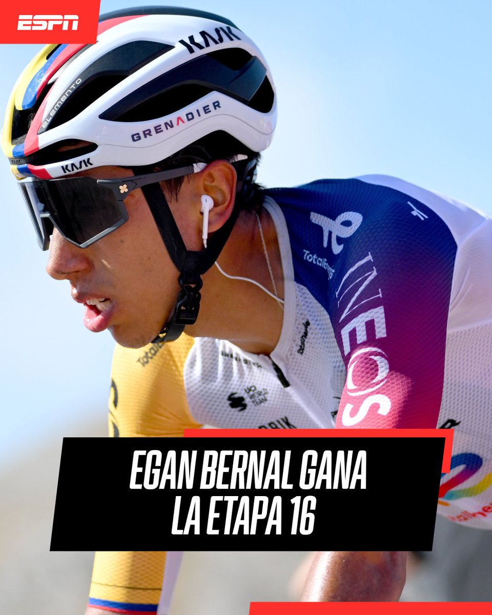 Theo González Castaño (@theo_gonzalez) on Twitter photo ¡GRANDEEE EGAN! 🇨🇴💥🔥
¡Egan Bernal ganó la etapa 16 de la Vuelta a España!
➡️ La etapa terminó 8 kilómetros antes de la línea de meta debido a protestas en el lugar de la llegada inicial.
📸: <a href="/ESPNColombia/">ESPN Colombia</a> ¡GRANDEEE EGAN! 🇨🇴💥🔥
¡Egan Bernal ganó la etapa 16 de la Vuelta a España!
➡️ La etapa terminó 8 kilómetros antes de la línea de meta debido a protestas en el lugar de la llegada inicial.
📸: <a href="/ESPNColombia/">ESPN Colombia</a>