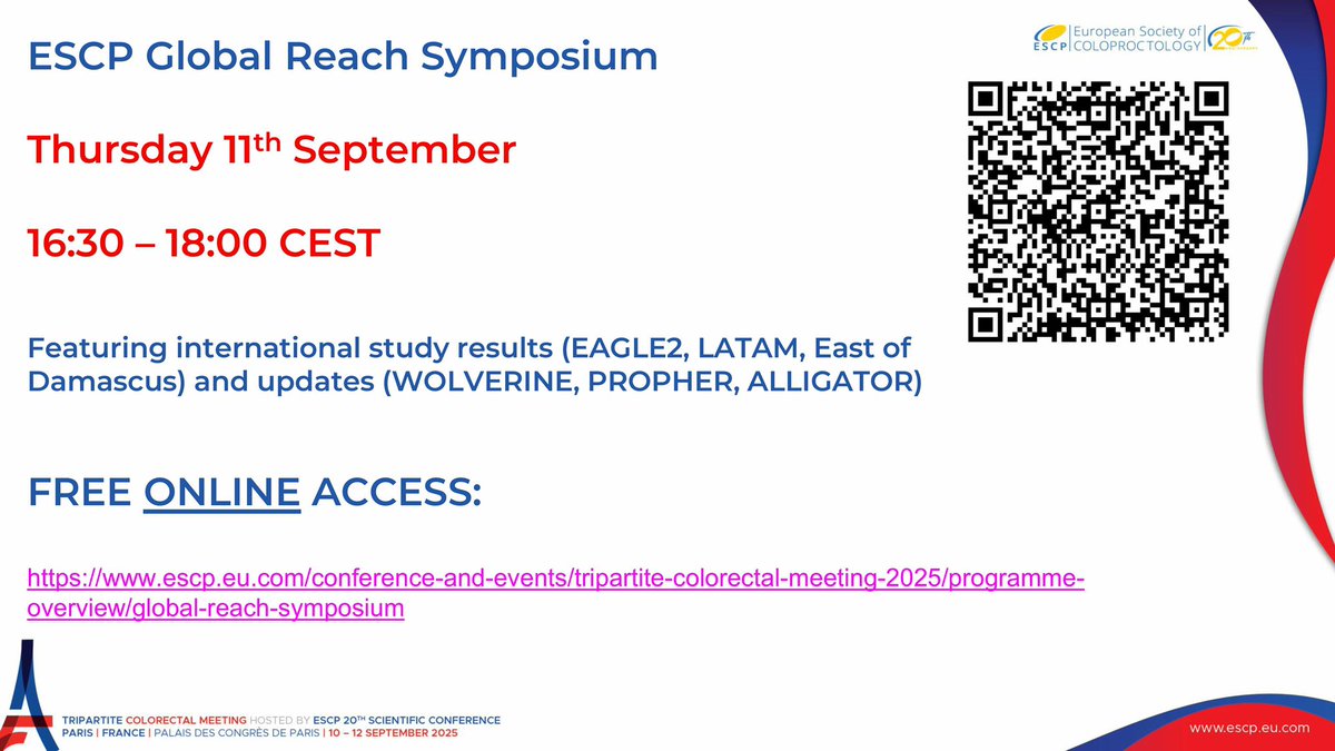 alligator_study's tweet image. 🌍 Don’t miss the opportunity to listen to our PI, Dr Teddy Anyomih, presenting the AlliGatOr study at the ESCP GlobalReach Symposium!

📅 Thurs 11th Sept | ⏰ 16:30 CEST

✨This is a free sessions streamed worldwide from Paris and is open to all!

🔗 escp.eu.com/conference-and…