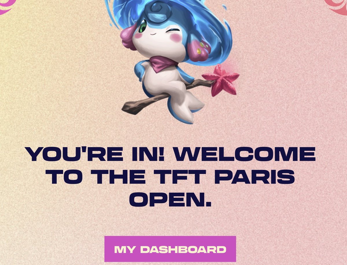 J'avais postulé pour l'organiser, pour finalement y participer !! AHHHHHHHHHH TFT PARIS OPEN J'ARRIVE !!
<a href="/TFT_France/">Teamfight Tactics France</a>
