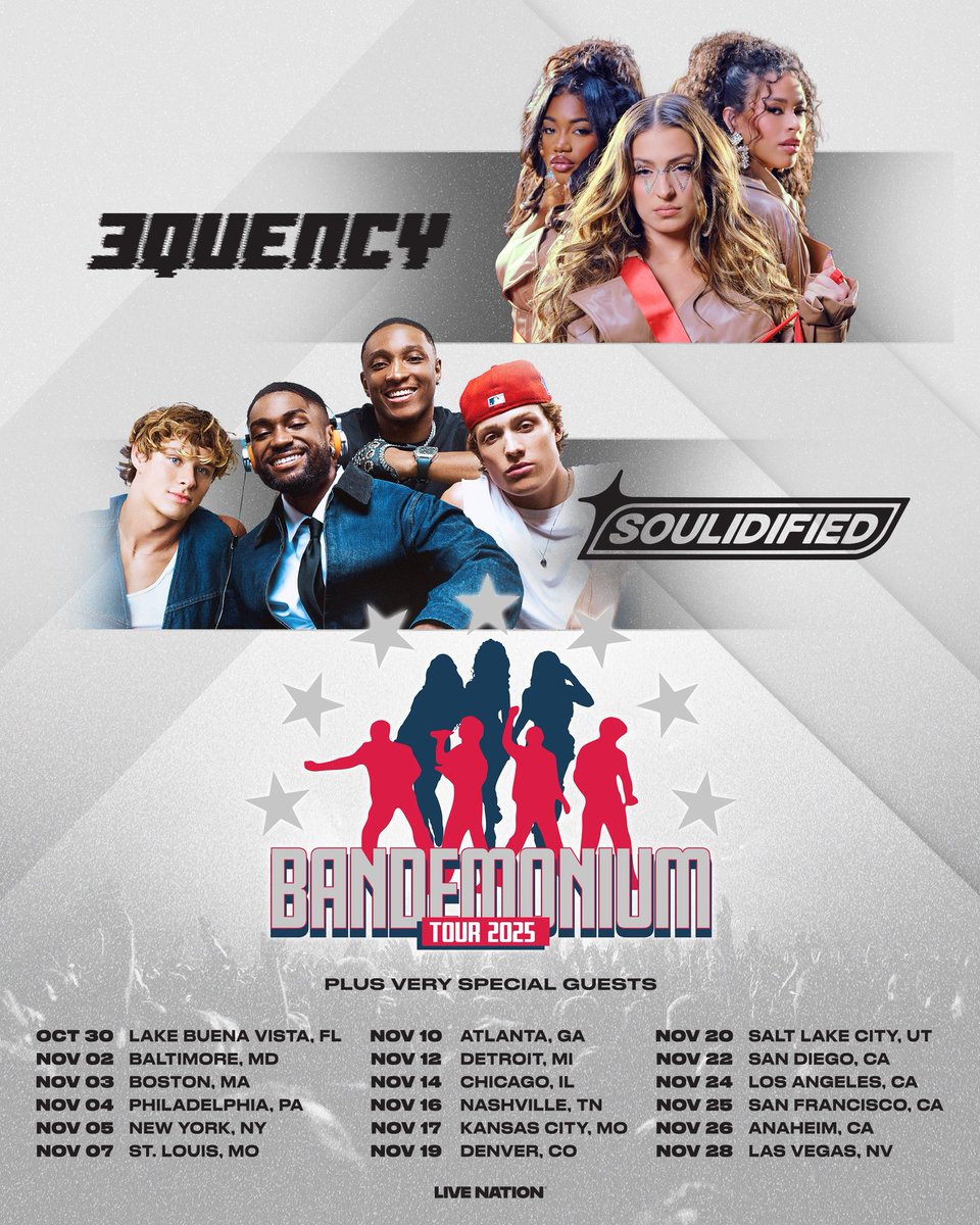 Soulidified (@soulidifiedbtb) on Twitter photo WE ARE GOING ON TOUR!!!!
Us and <a href="/3quencyofficial/">3Quency</a> will be coming to a city near you!
🎟️: <a href="/Citi/">Citi</a> Presale 9/10 at 10am
🎫: General Sale 9/12 at 10am
<a href="/LiveNation/">Live Nation</a> <a href="/Ticketmaster/">Ticketmaster</a>
ticketmaster.com/soulidified-ti…
#Soulidified #3Quency #Souldiers WE ARE GOING ON TOUR!!!!
Us and <a href="/3quencyofficial/">3Quency</a> will be coming to a city near you!
🎟️: <a href="/Citi/">Citi</a> Presale 9/10 at 10am
🎫: General Sale 9/12 at 10am
<a href="/LiveNation/">Live Nation</a> <a href="/Ticketmaster/">Ticketmaster</a>
ticketmaster.com/soulidified-ti…
#Soulidified #3Quency #Souldiers