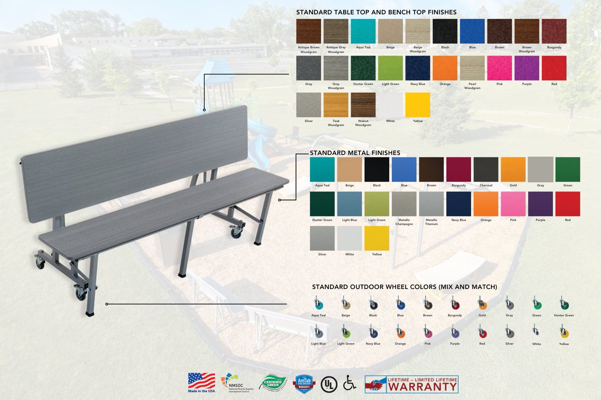 AmTab's tweet image. A Bench for Every Space: Learning Beyond the Classroom 💡

That’s why AmTab designed the Outdoor All-In-One Mobile Convertible Bench, with a versatile design that seamlessly transforms from bench to table. 

Let’s reimagine what outdoor spaces can be.
linktr.ee/amtabmfg