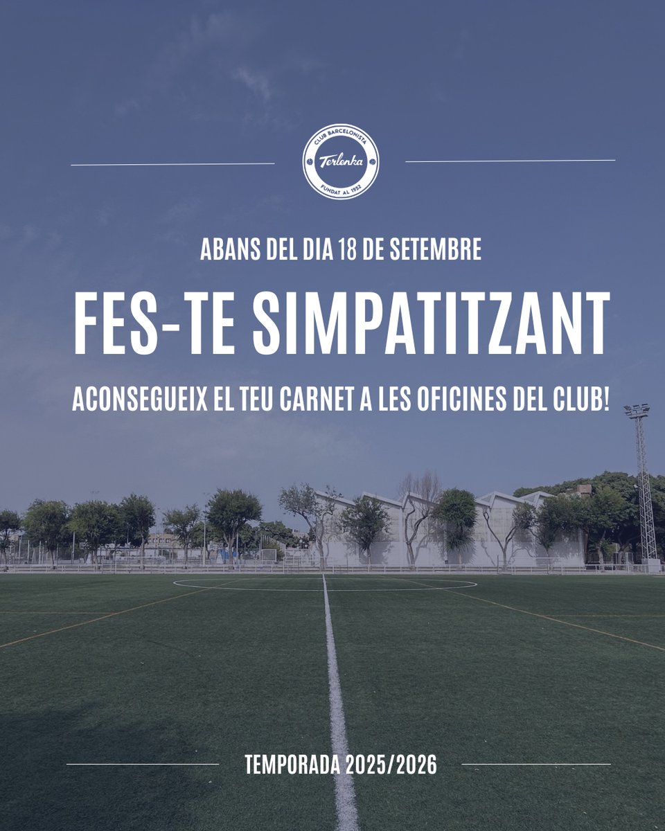 ⚽️ 𝐅𝐞𝐬-𝐭𝐞 𝐞𝐥 𝐭𝐞𝐮 𝐜𝐚𝐫𝐧𝐞𝐭 𝐝𝐞 𝐬𝐢𝐦𝐩𝐚𝐭𝐢𝐭𝐳𝐚𝐧𝐭 𝐝𝐞𝐥 𝐏𝐫𝐢𝐦𝐞𝐫 𝐄𝐪𝐮𝐢𝐩! 𝐓𝐨𝐭𝐚𝐥𝐦𝐞𝐧𝐭 𝐠𝐫𝐚𝐭𝐮ï𝐭!

#ClubDelPoble #agrupaciófcb