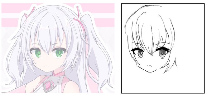 模写(後で消すかも)
グリッド、補助線引いてあってもズレるんだから本当に難しい。
しかも途中瞳の色まで塗ろうとして余計に時間かかって完成できなかったやつ。塗 る な。
線を引け線を～こら～ 