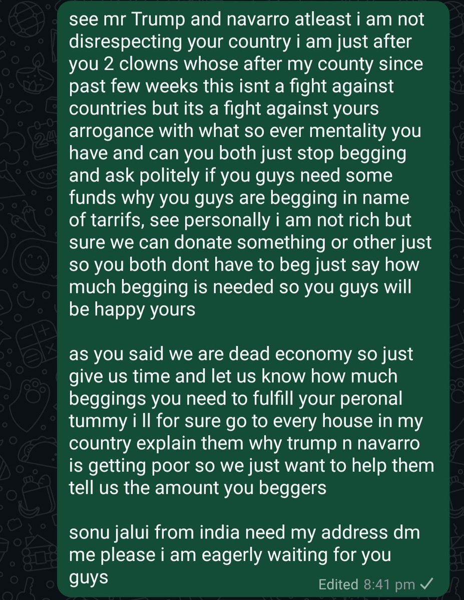 sonujalui's tweet image. so mr @RealPNavarro @realDonaldTrump comeon clowns say how much begging you need see i wont mind going to jail for writing all this but you 2 especially deserve this so have the guts to face your own mess which you created so still i am waiting for yours response