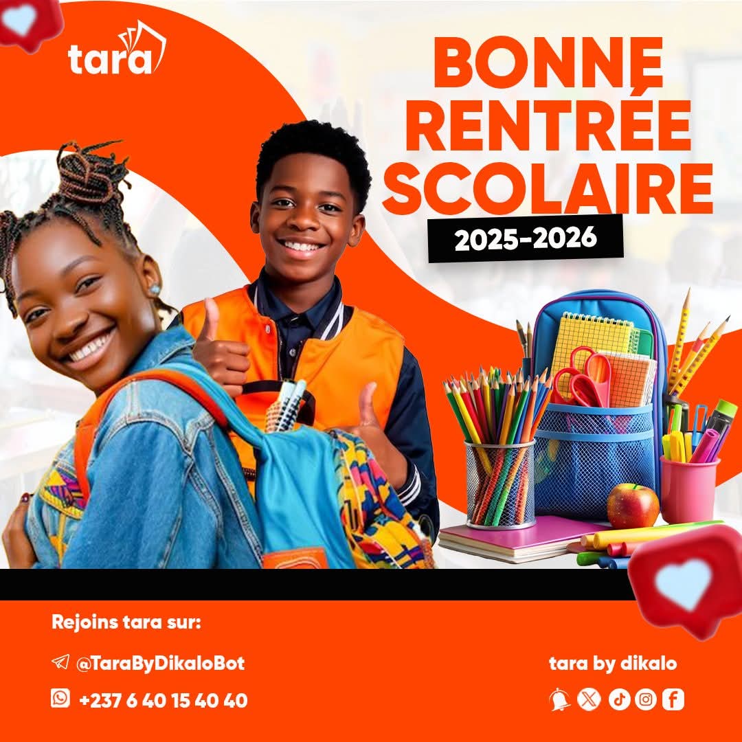 C'est l'occasion pour nous chers tara, de vous souhaiter une bonne rentrée 

👨🏾‍🎓👩🏾‍🎓👨🏾‍🏫👩🏿‍🏫Aux étudiants et élèves que l'excellence, résilience, concentration et intelligence soit vos partages, n'oubliez jamais c'est le chemin qui est l'obstacle.