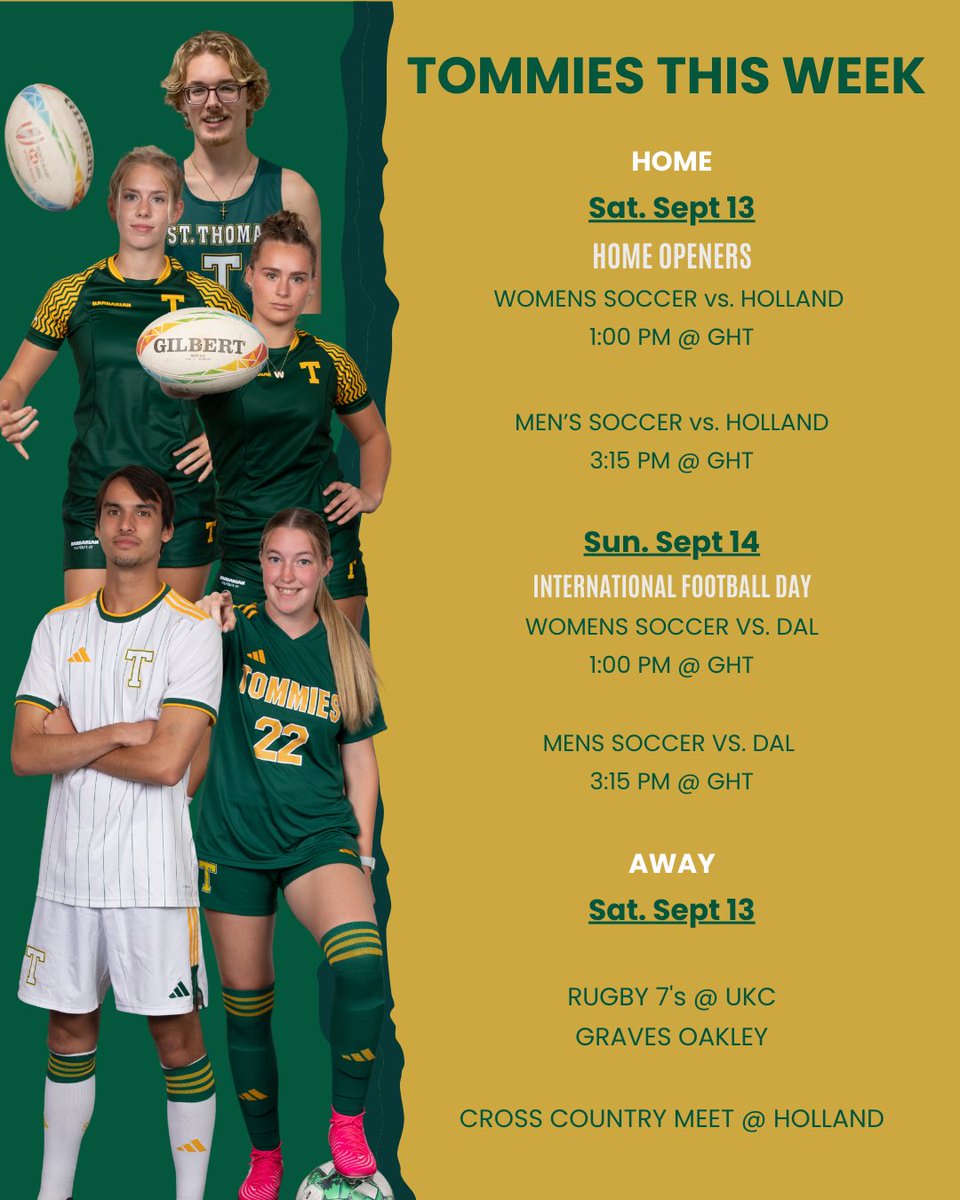 We are sooo back 😎

Tommies Nation we are opening our season this weekend! Join us at the Grant Harvey Turf on Saturday for our soccer home opener and on Sunday for our second annual International Football day featuring Jamrock Foods and live entertainment! 

#TommiePride