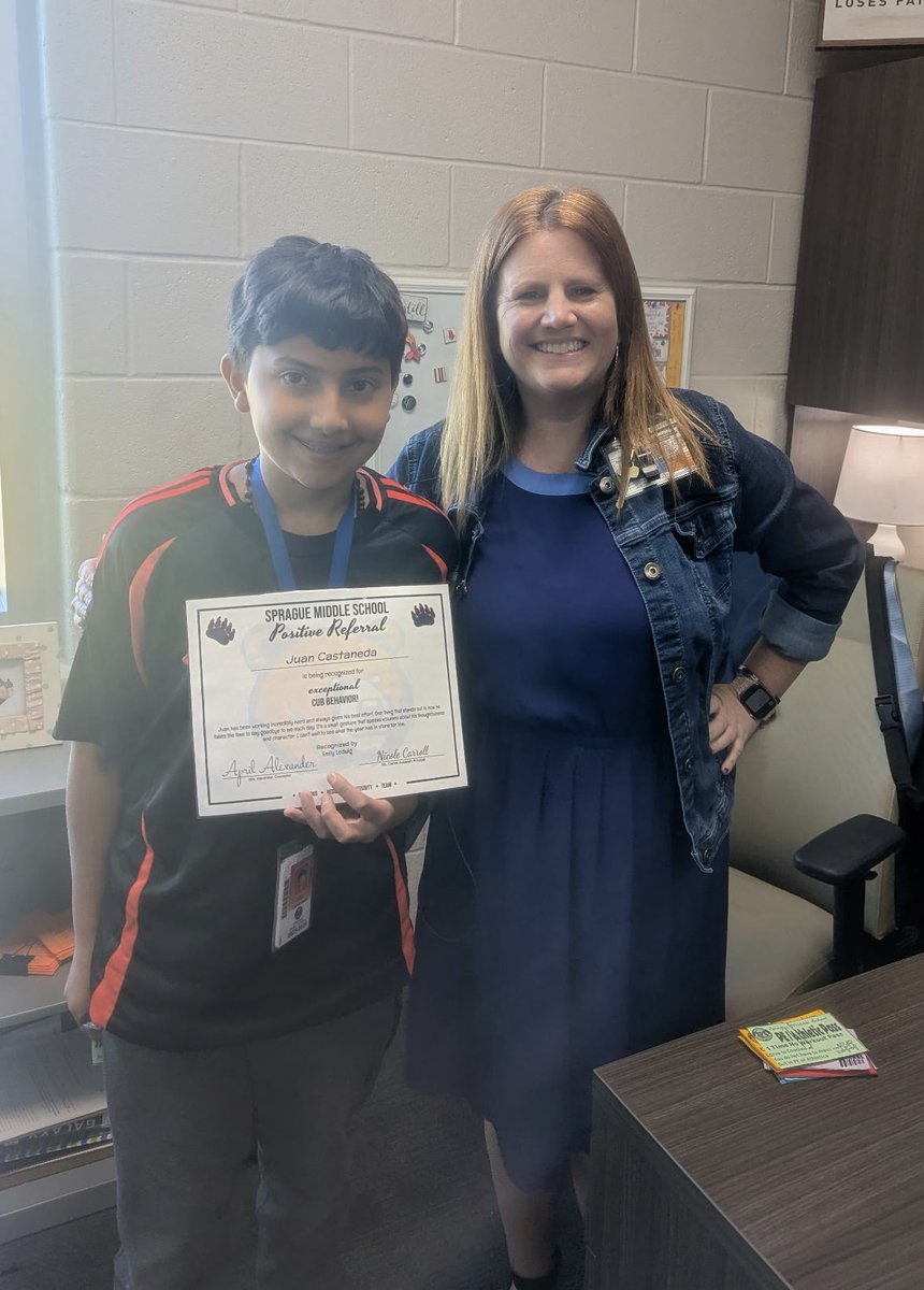 So proud of this kid for earning 7th grades first positive office referral of the year! <a href="/SpragueCubs/">SpragueCUBS</a> #GRIT