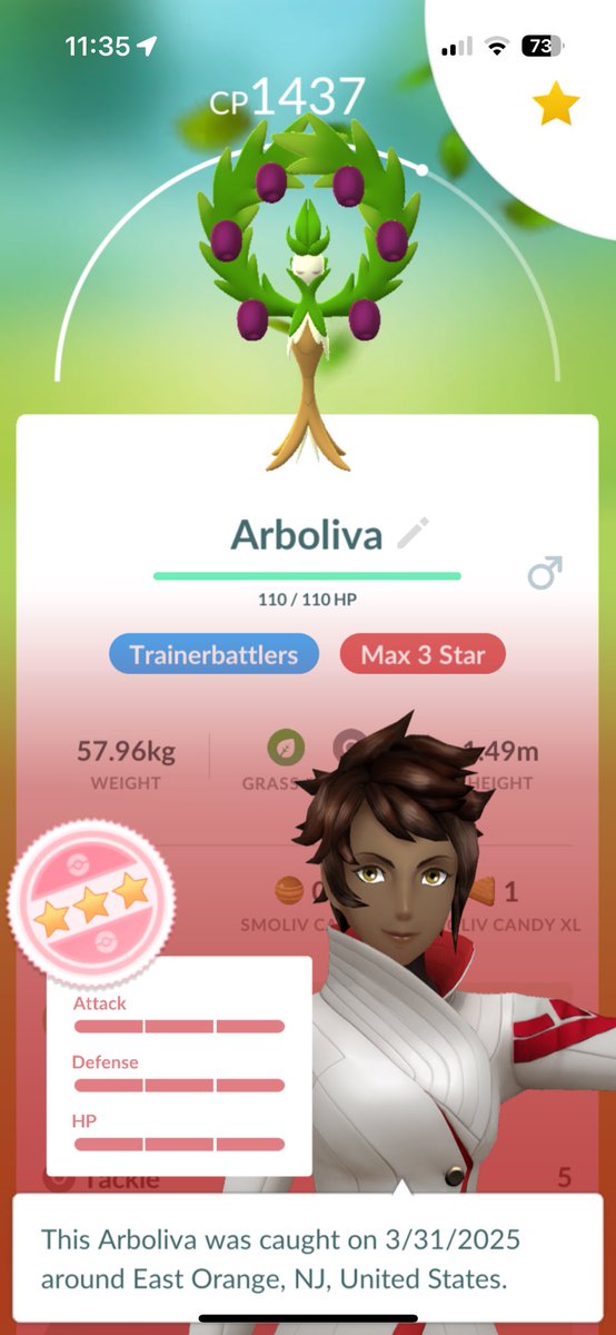 IVE CAUGHT HIM AS A SMOLVI BACK IN MARCH BRO IM SO HAPPY I FINALLY GOT HIM FULLY EVOLVEDDD def trying her out in trainer battles im so excited #fulliv #maxiv #smolvi #smolvievolve