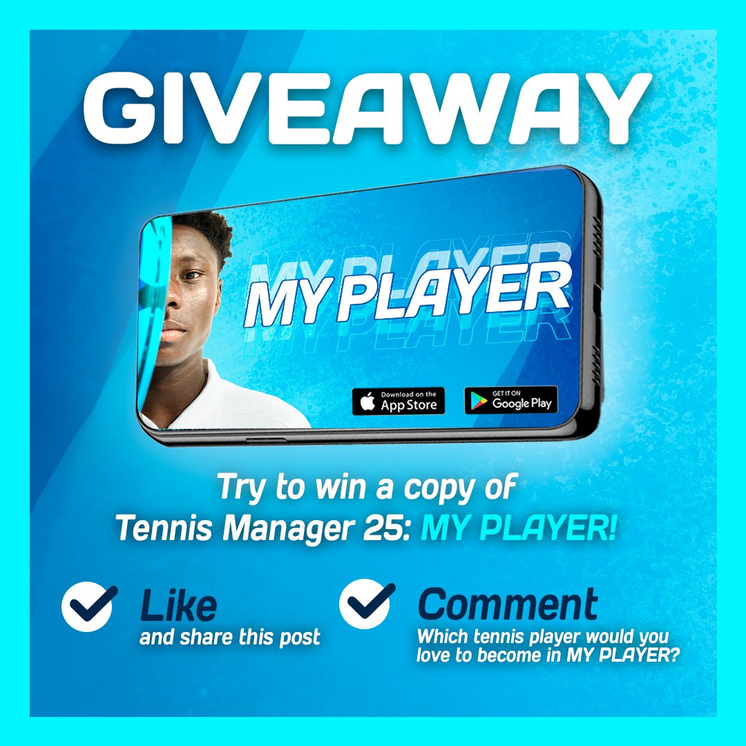 🎁 GIVEAWAY TIME

Want to win a free copy of Tennis Manager 25: MY PLAYER on mobile?

To enter:
1. ❤️ Like and share this post
2. 💬 Comment below: Which tennis player would you love to become in MY PLAYER?

We'll pick the winner on september 16!

Available on iOS &amp; Android 📱