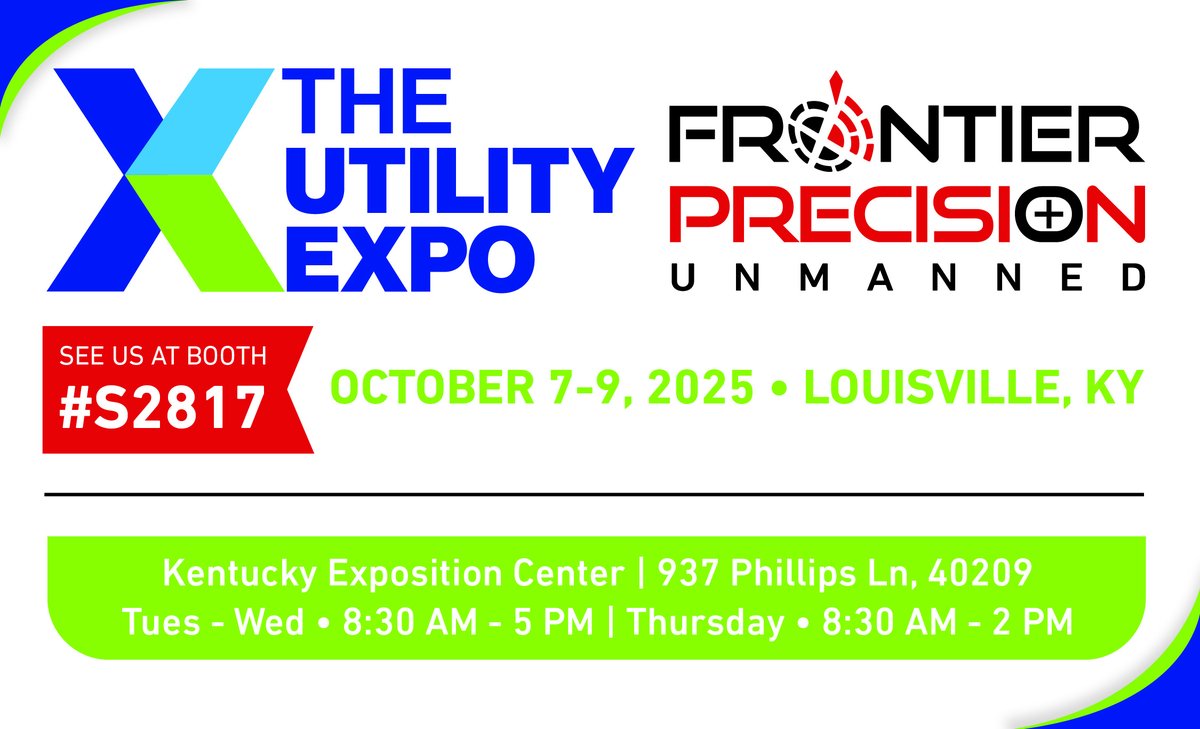 Frontier Precision will be attending The 2025 Utility Expo!

BOOTH # S2817

October 7-9, 2025 | Louisville, KY | Kentucky Exposition Center | 937 Phillips Ln, 40209

REGISTER NOW: ow.ly/8ySE50WTWIg

#frontierprecision #howyoumeasurematters #frontierprecisionunmanned