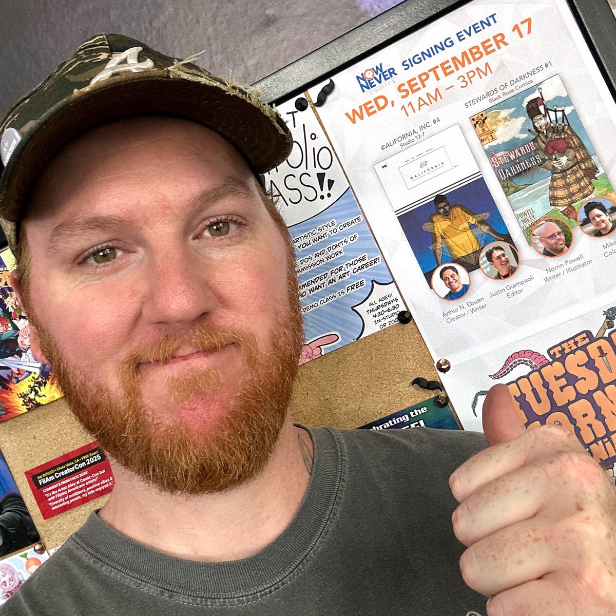 Our next in store signing is only a week away! On Wednesday the 17th we’re hosting 4 local creators (and friends of the shop) to celebrate Stewards of Darkness 1 and California Inc 4. Swing by and say hey on New Comic Book Day!