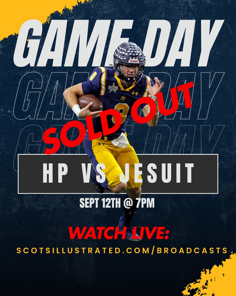 hpisdschools's tweet image. 🏈 The Battle of the Tollway is SOLD OUT!
Join us Friday at 7 PM as Highland Park takes on Jesuit. 
🎥 Watch live from home → scotsillustrated.com/broadcasts
#GoScots #HPISD