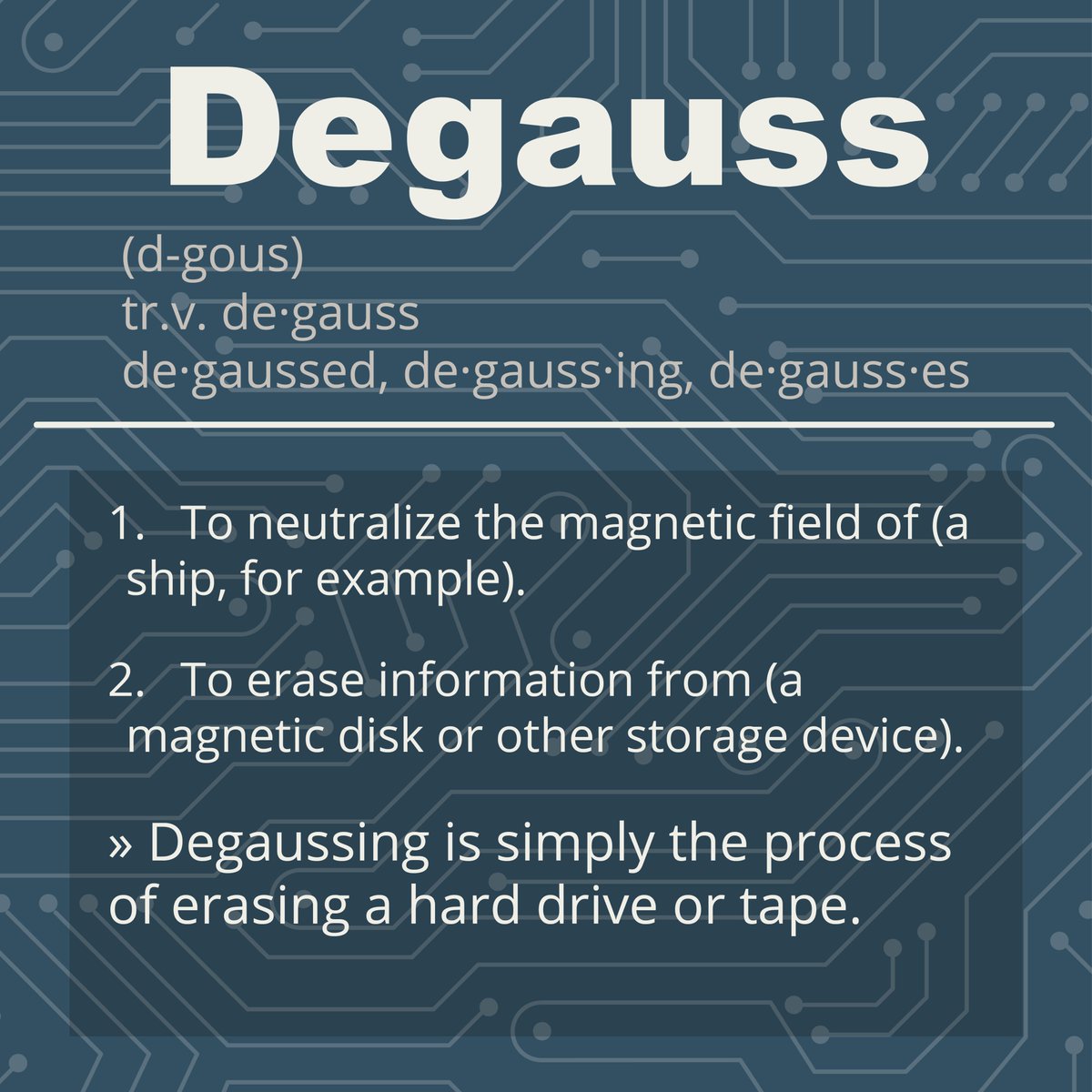 DataSecurityInc's tweet image. Terms like “coercivity” and “gauss” aren’t just technical jargon. They impact how well your media is sanitized. Swipe through to understand the science behind degaussing, then talk with a representative to make sure your current solution meets the mark.  lnkd.in/gVwms6BX
