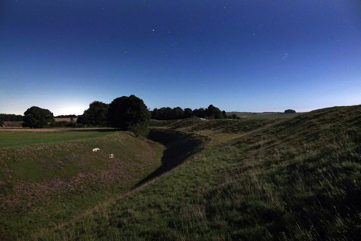 Moonlight <a href="/AveburyNT/">Avebury NT</a> last night.  For a change focussed on the henge in SE a bit.  Moonlight nicely shows the spoil heaps of which the bank (at least there) is formed.  SO, did they dig the ditch to make a bank, or did they dig the ditch to make a ditch? <a href="/Anna_Dillon/">Anna Dillon</a> <a href="/TimothyDaw/">Tim Daw</a>