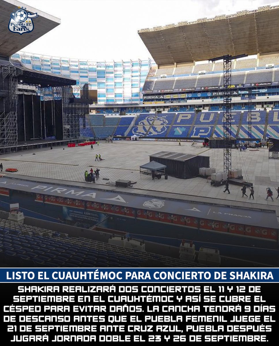 🏟 CUBREN EL CÉSPED DEL CUAUHTÉMOC

🧐 Así luce el Estadio Cuauhtémoc que esta semana recibirá dos fechas de Shakira, veremos en qué estado queda el césped, pues entre el 21 y 26 de septiembre recibirá tres partidos.

#SoyPoblano🎽