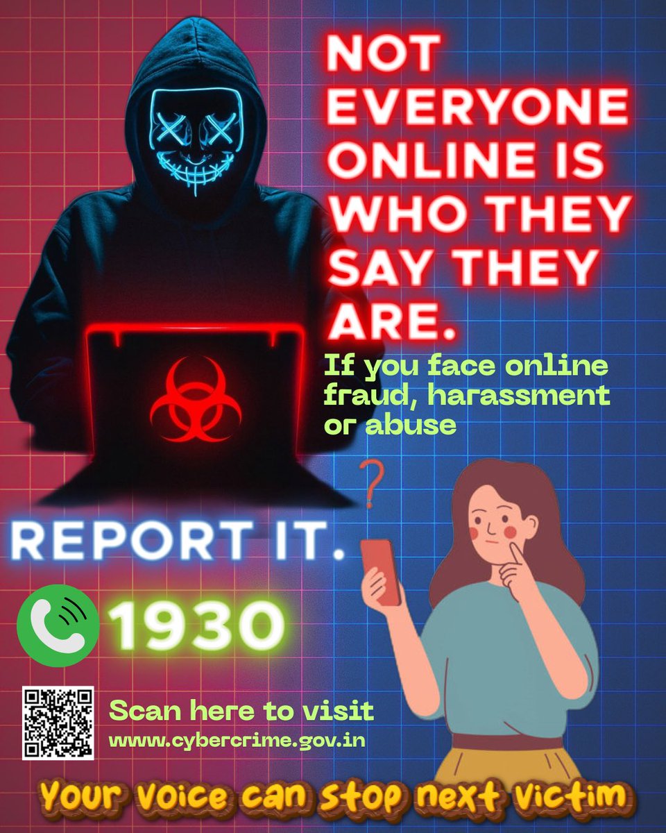 Nandhini Priyadarshini P (@priyaz_np) on Twitter photo Not everyone online is who they say they are. Stay alert. Stay safe. 🚨 #CyberSafety #ThinkBeforeYouClick #OnlineSafety
<a href="/tncybercrimeoff/">Cyber Crime Wing - Tamil Nadu</a> Not everyone online is who they say they are. Stay alert. Stay safe. 🚨 #CyberSafety #ThinkBeforeYouClick #OnlineSafety
<a href="/tncybercrimeoff/">Cyber Crime Wing - Tamil Nadu</a>