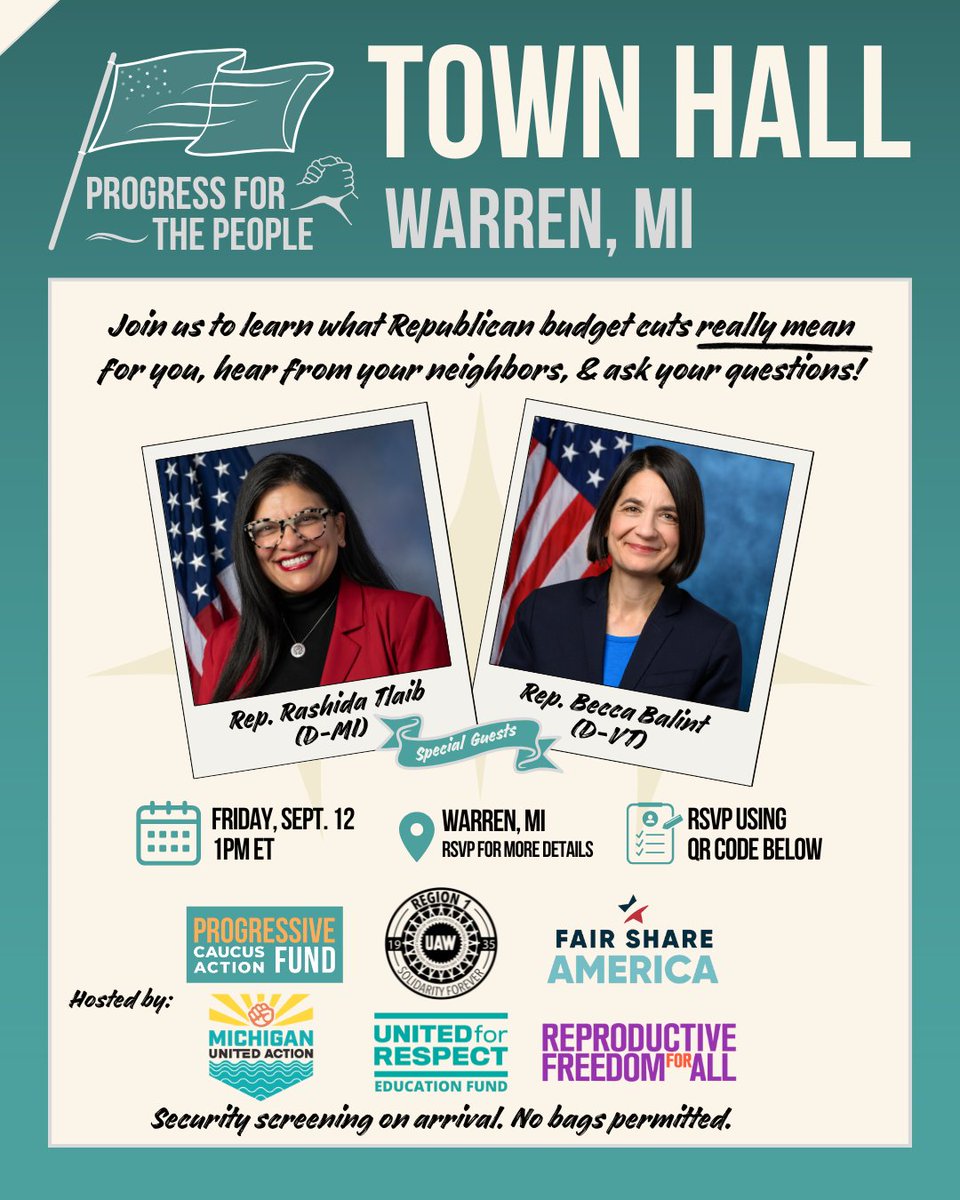 WeAct4progress's tweet image. Join us in Michigan this Friday to learn what the GOP budget law means for you as you hear from your neighbors, and ask your questions! National progressive leaders will join local advocates and union members for a community town hall. #ProgressForThePeople #WeAct4Progress