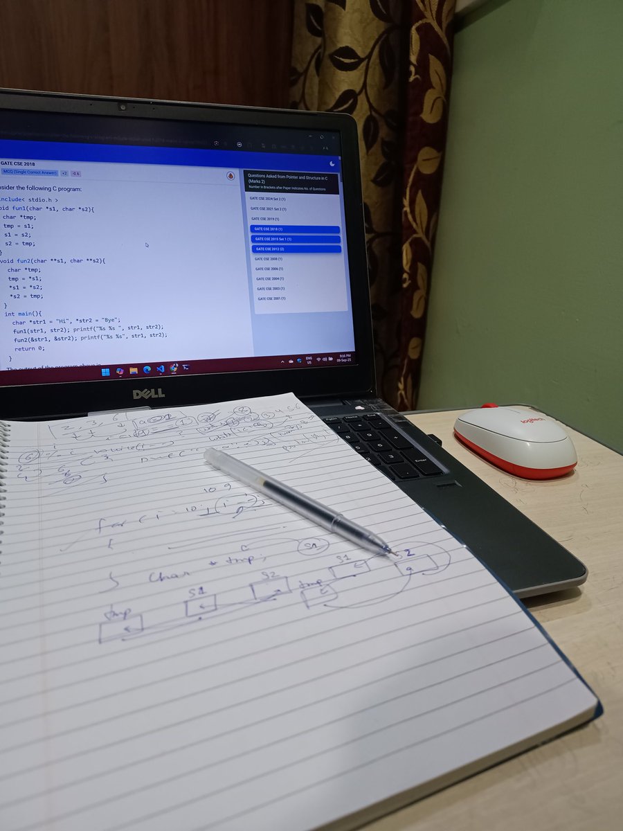 sh1v_ansh's tweet image. Day 24/100 of #100DaysOfCode 

Tuesday night. The daily ritual: C problems, GATE papers, math.

It&apos;s just laying the same brick, over and over, in the quiet. But that&apos;s how you build a damn wall. 🧱