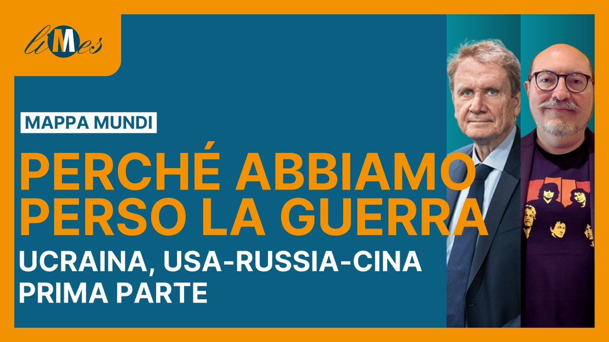 Perché abbiamo perso la guerra /1. Guarda la puntata di Mappa Mundi (prima parte) con Lucio Caracciolo e Alfonso Desiderio dedicata al volume di Limes in edicola e libreria dal 13 settembre  youtu.be/uN8yfhs8pUA