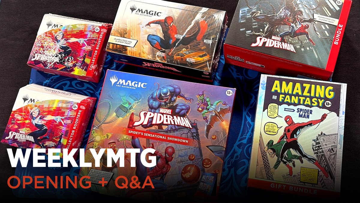 Get me packs of #MTGxSpiderMan! Coming up on WeeklyMTG, Blake is opening packs from the new set and answering your questions!

See you at 10 AM Pacific on Twitch.tv/magic!

#MTGxMarvel
