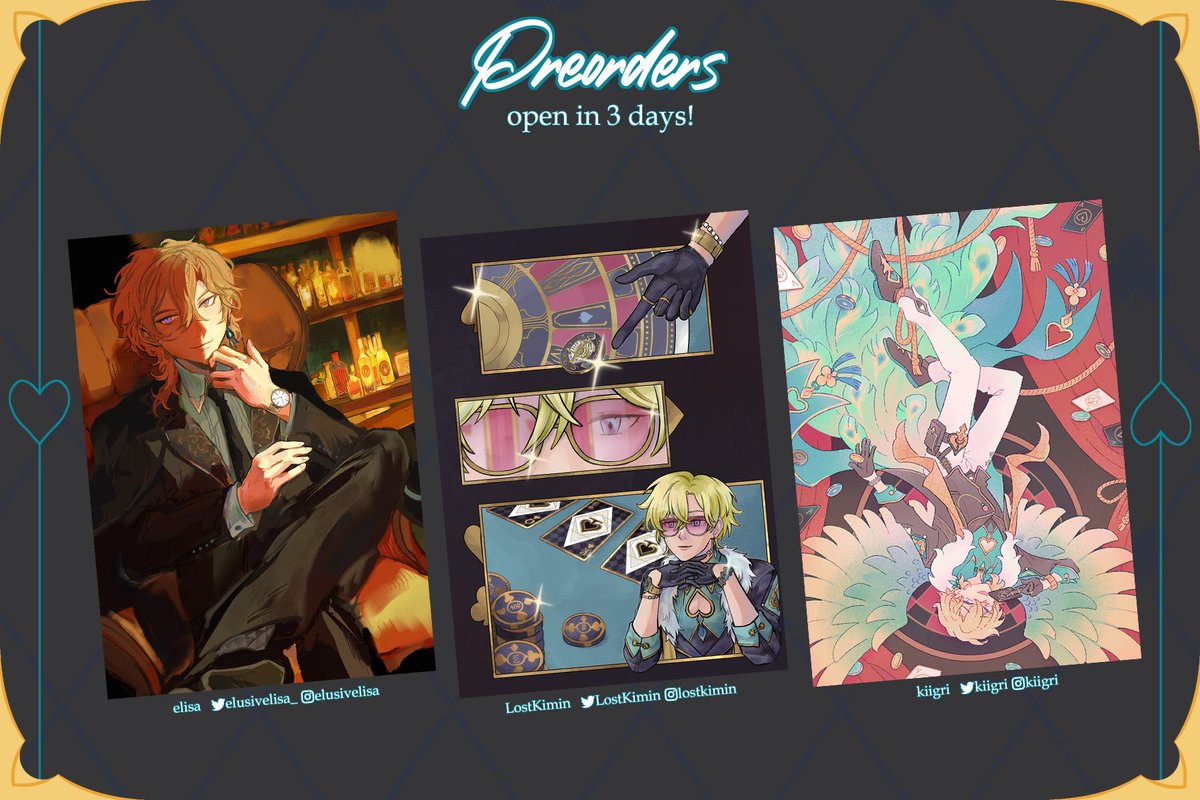 🪙 PREORDERS 🪙

"I can also play the role of "friend" — if needed."

We will be going live in 3 more days, make sure you keep a lookout!! 

Featuring prints by <a href="/elusivelisa_/">elisa @ anime pasadena</a> <a href="/LostKimin/">Kimin</a> and <a href="/kiigri/">Grey</a> 

#HSR #HonkaiStarRail #Aventurine