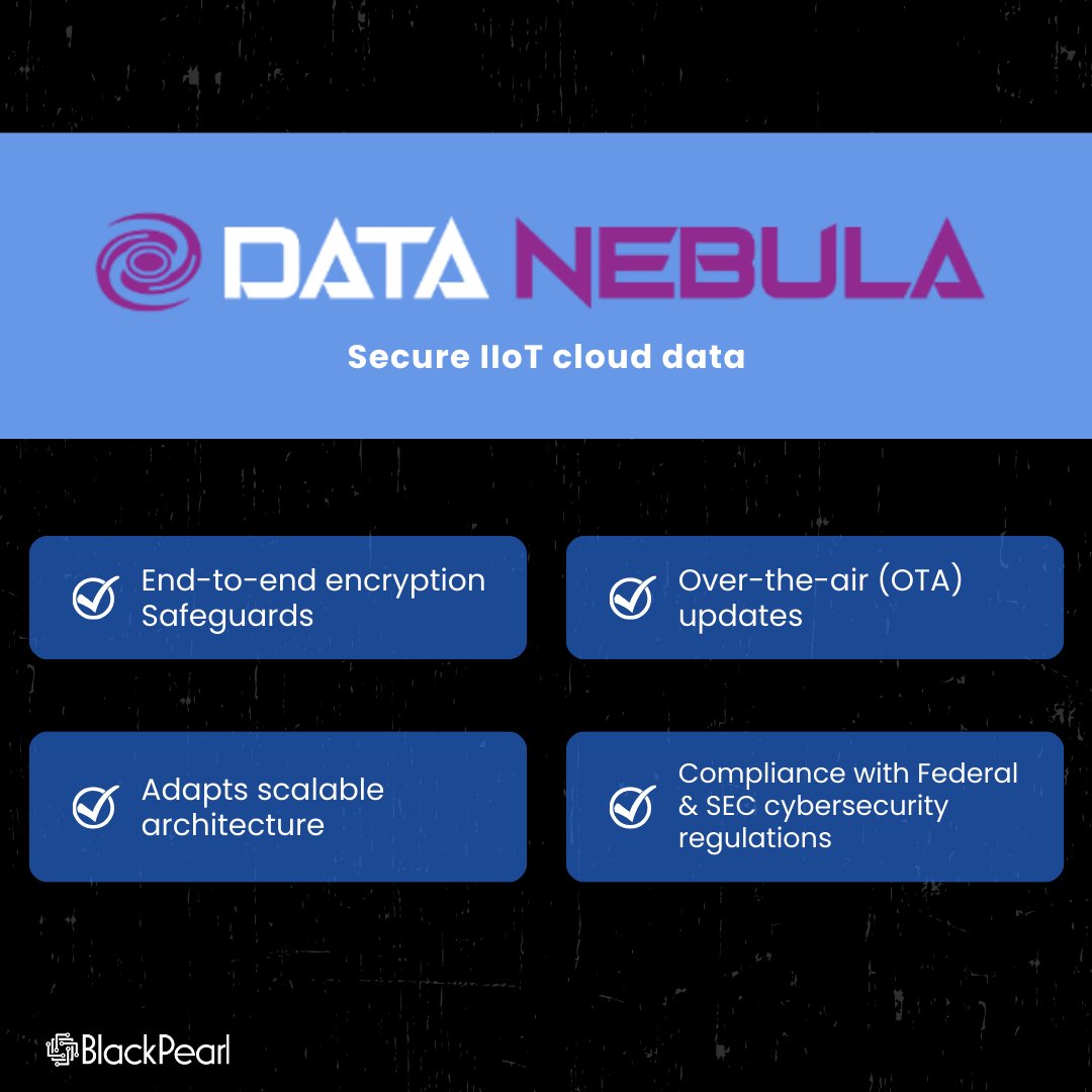 BlackPearlT's tweet image. In #IIoT, connectivity is only half the story.

#DataNebula CORE secures &amp;amp; scales your operations with:
✔️ End-to-end encryption
✔️ OTA updates
✔️ Federal &amp;amp; SEC compliance

Because in IIoT, #security &amp;amp; scalability aren’t extras, they’re the foundation. #BlackPearlTech