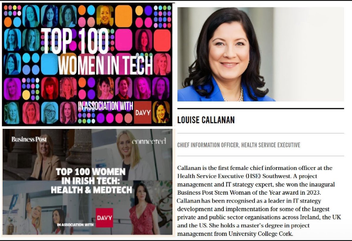 Is mór an onóir dom a bheith aitheanta i measc na #Top100WomeninTech ag <a href="/businessposthq/">Business Post</a>, urraithe ag #Davy. Go raibh maith agat as ucht an obair iontach ar fud na hearnála a aithint lnkd.in/eg7wHCU5