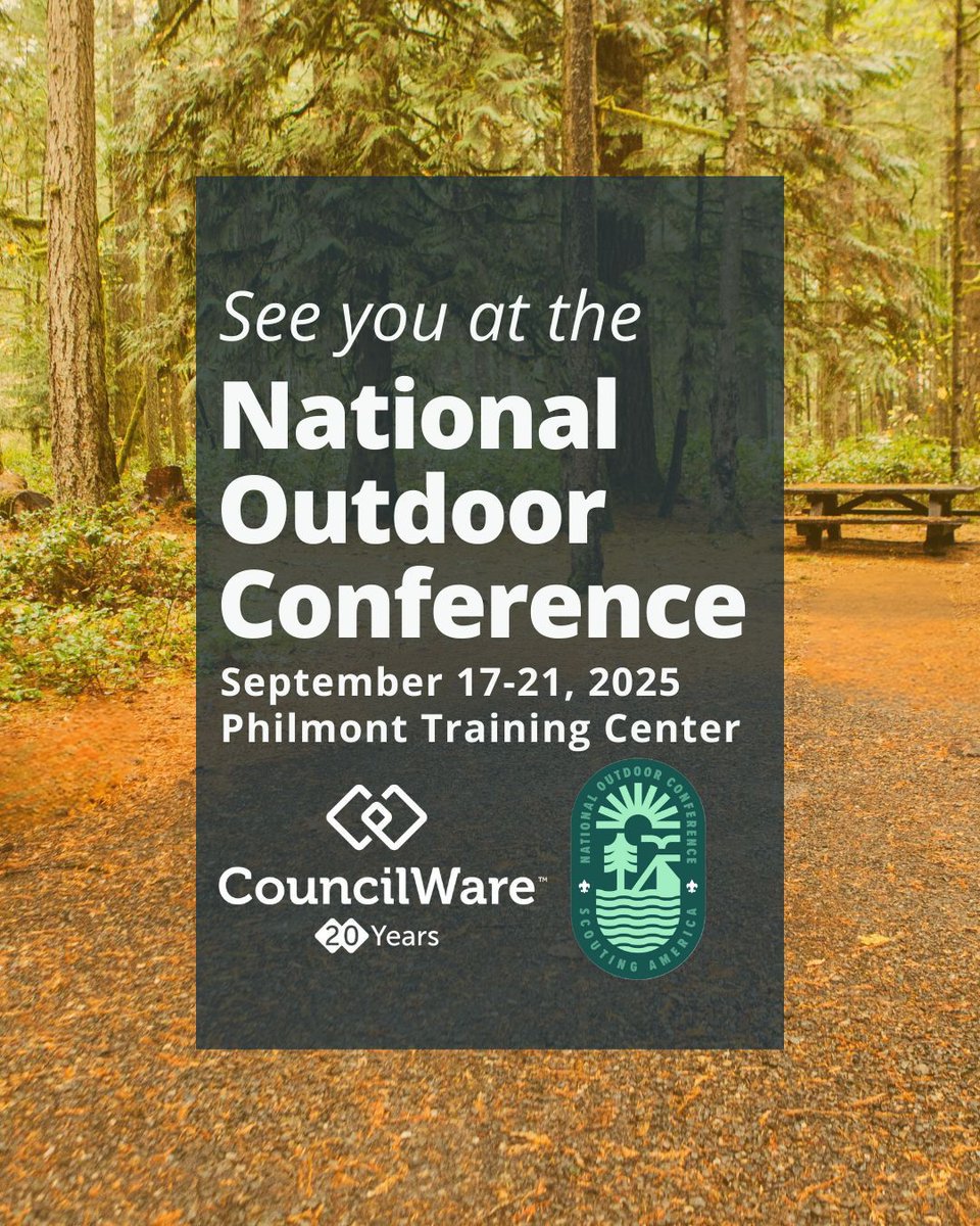 CouncilWare's tweet image. We're excited to be at Scouting America's 2025 National Outdoor Conference at @philmont this September 17-21! 

Stop by our booth to see how CouncilWare helps you get back to the adventure. 

#NOC2025 #ScoutingAdventure #CouncilWare @boyscouts