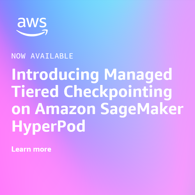 AWSAI's tweet image. New: #AmazonSageMaker HyperPod now offers managed tiered checkpointing⚡💾🔄 
 
Get faster recovery times, minimize training loss &amp;amp; optimize costs—all while maintaining high throughput on large-scale clusters. #AWS #CloudComputing

👉 go.aws/4pbzzY5