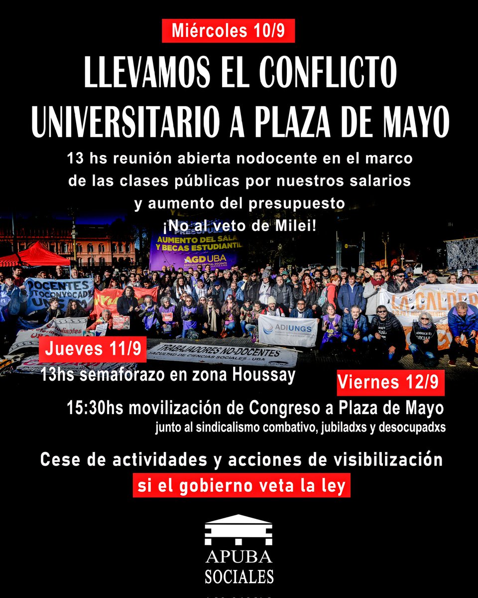 InternanodoFsoc's tweet photo. 💥 El gobierno sufrió una derrota. Ahora derrotemos el ajuste y el veto a la ley de financiamiento universitario profundizando la lucha. Llevamos el conflicto universitario a Plaza de Mayo. Esta semana es clave con distintas acciones y movilización. https://t.co/Se4lXu0iEC https://t.co/wJAB0EEWks