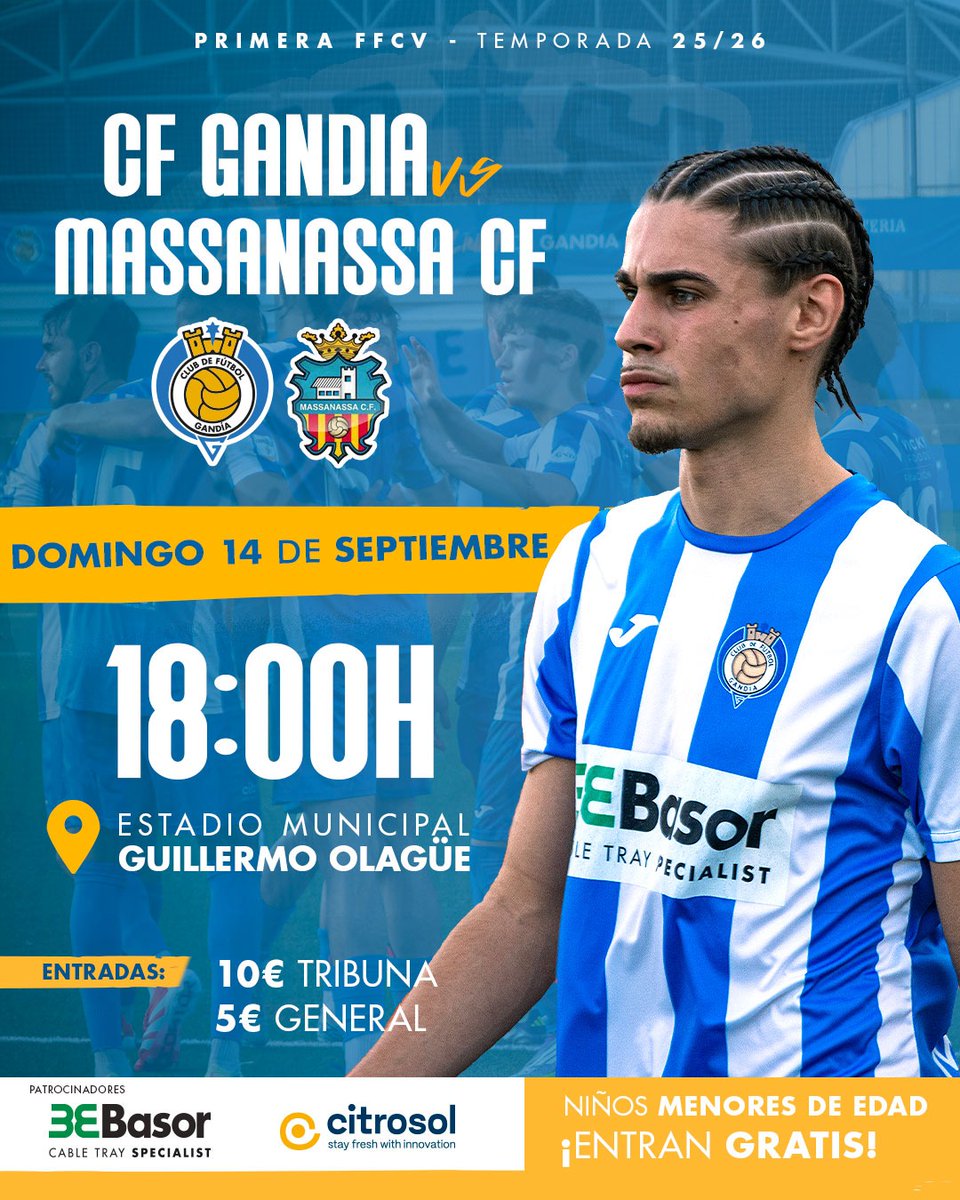 ✨💙 ¡Vuelve la liga al Guillermo Olagüe! 💙✨

La primera jornada ya está aquí y queremos vivirla contigo.

🆚 #GandiaMassanassa
🏟️ Guillermo Olagüe
📅 Domingo 14 de septiembre
🕕 18:00h

#ToquemosElCielo | #TúNosLevantaste