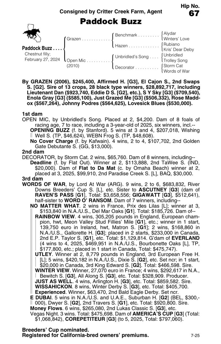 BakerBloodstock's tweet photo. Grazen yearling filly has grown up well at @CritterCreekWA. sells as Hip 67 at @FasigTiptonCo sale company on 9/23 at Pomona, CA https://t.co/PebkhuY5As