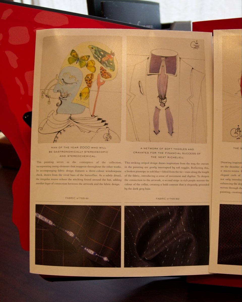 henrydavidsen's tweet photo. The design team at @scabal have used Dali's paintings as the inspiration to create a special collection of twelve fabrics called vision, each one reflects some of the innovations and characters portrayed within the original works.

--

#dali #vision #scabal #fabric #art https://t.co/c54byRYpvF