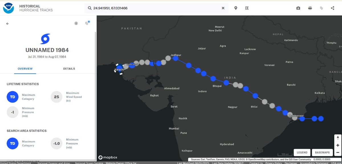 CycloneAnalyser's tweet photo. #Nongfa now located just 55 km of #Karachi,#Pakistan. Historically only 3 systems came so close to the city.

1) The #Depression in 1894 nearly matches with the current system track.
2) Land #Cyclone 01 is the strongest cyclone to come so close to Karachi.
3) #Phet(2010) was last https://t.co/2szNeLOdUj
