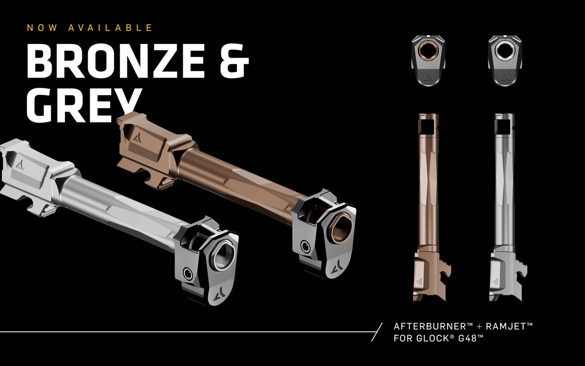 The AFTERBURNER + RAMJET for the G48 is now available in BRONZE &amp; GREY.

The G48 with an AB+RJ and ANCHOR+MAGWELL has quickly become a concealed carry favorite around the Radian HQ. Elevate your already flat-shooting host with precision made parts from Radian. Proudly designed