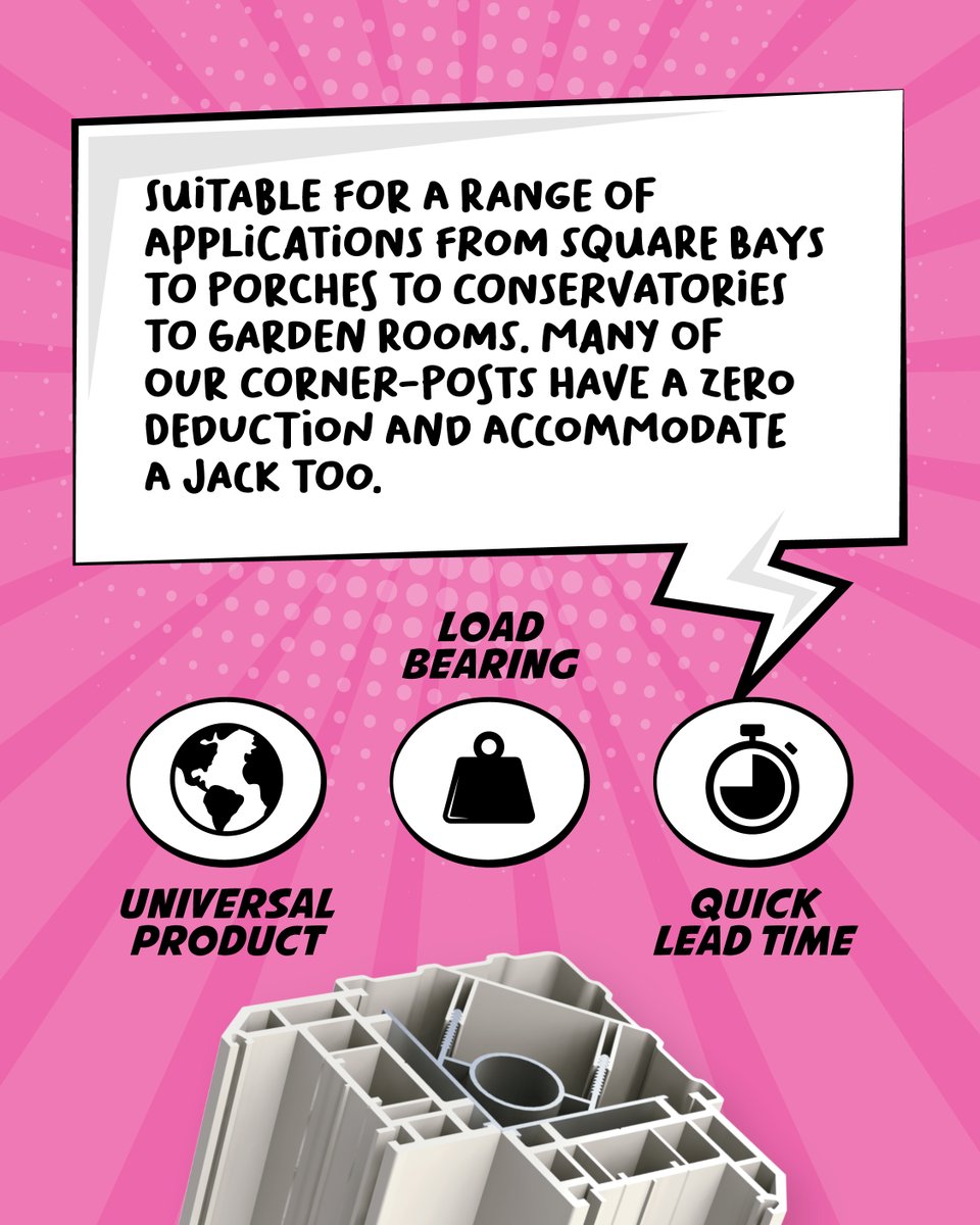 Windowwidgets's tweet image. Suitable for a range of applications from square bays to porches to conservatories to garden rooms. Find out more about corner-posts here ⬇️ 

#windowwidgets #windowcomponents #windows #cornerposts #trustpink