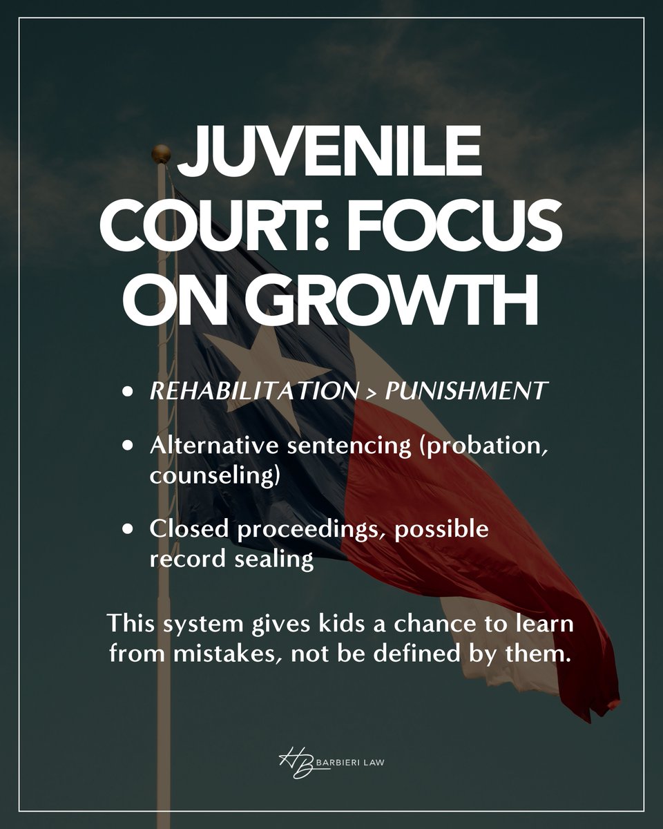 BarbieriLaw_'s tweet photo. One mistake can change a child's life.
Juvenile court = rehab.
Adult court = harsh penalties + permanent record. 
Protect your child. Call Barbieri Law Firm today.
https://t.co/jrGBrCzBKl
#JuvelineLaw #ProtectYourChild #TexasLaw https://t.co/B67yeU5dTF