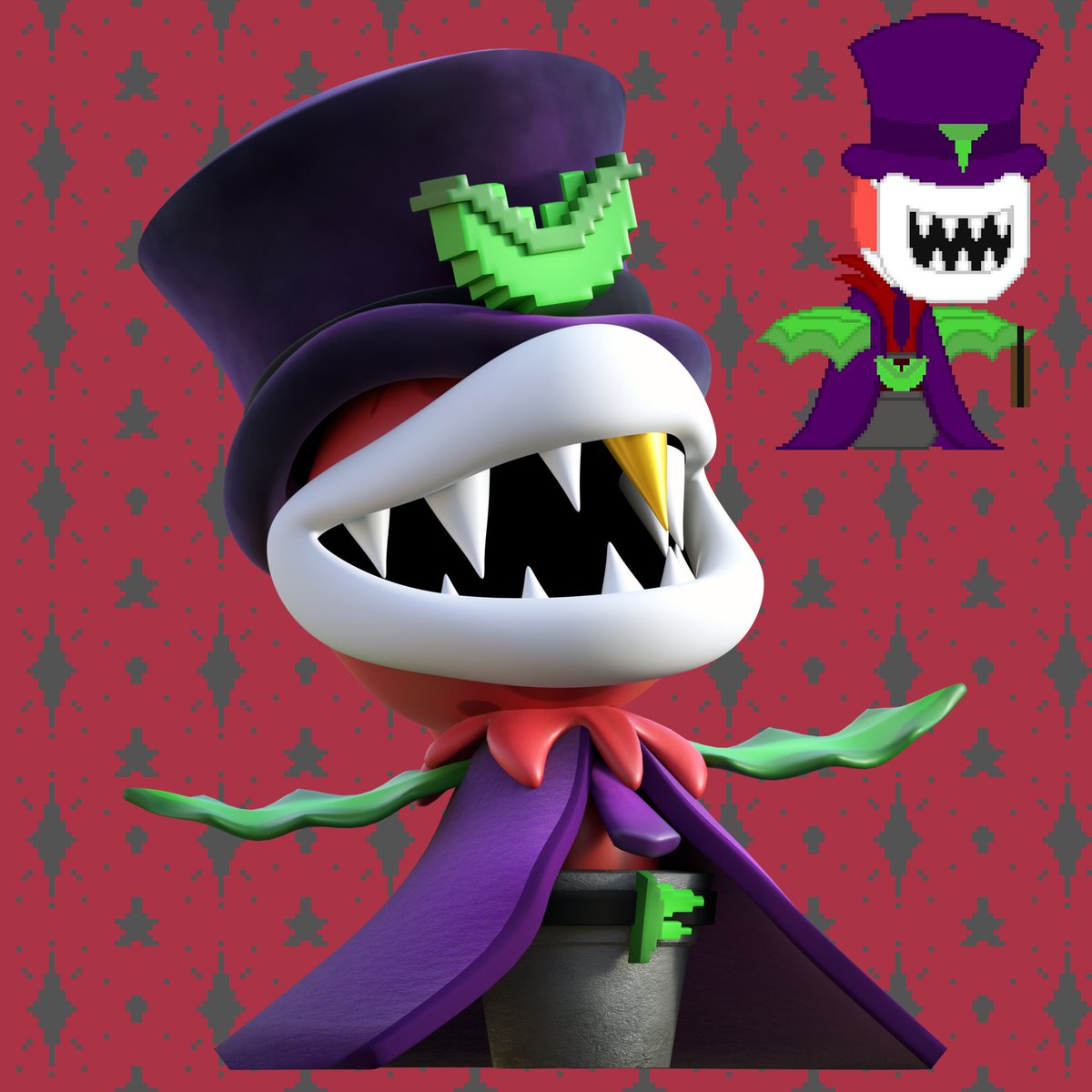 ScarletStarwood's tweet photo. Reintroducing: Mayor Fangtasia!
He was grown in a pot by Scarlet Wood after his seed was found deep in a cave. His familial origins are a mystery.
He and Scarlet would reunite in Starfall, which they run to this day!
#StarfallForest #OriginalCharacter #OCArt #3DArt #Blender https://t.co/1EXvRpZY5y