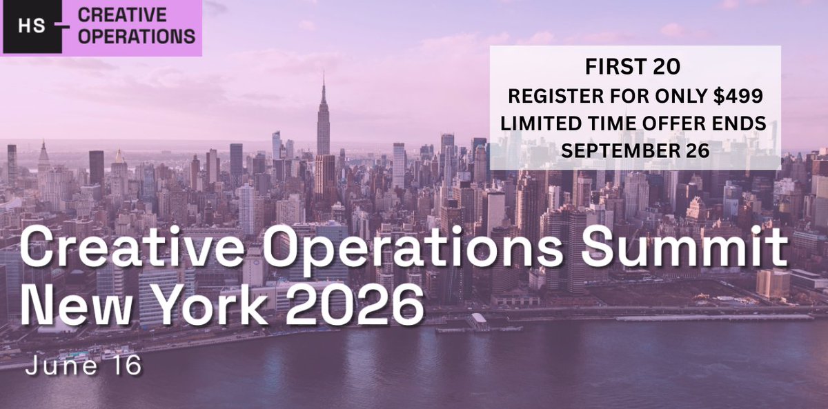 🗽 Creative Ops Summit NY 2026 is coming June 16!
🎟️ First 20 seats just $499 (save $500). Offer ends Sept 26 or when sold out.
🤝 Join senior leaders, gain insights, and elevate your creative ops strategy.
Register now 👉 henrystewartconferences.com/creative-opera…
#CreativeOps2026 #CreativeOpsNYC