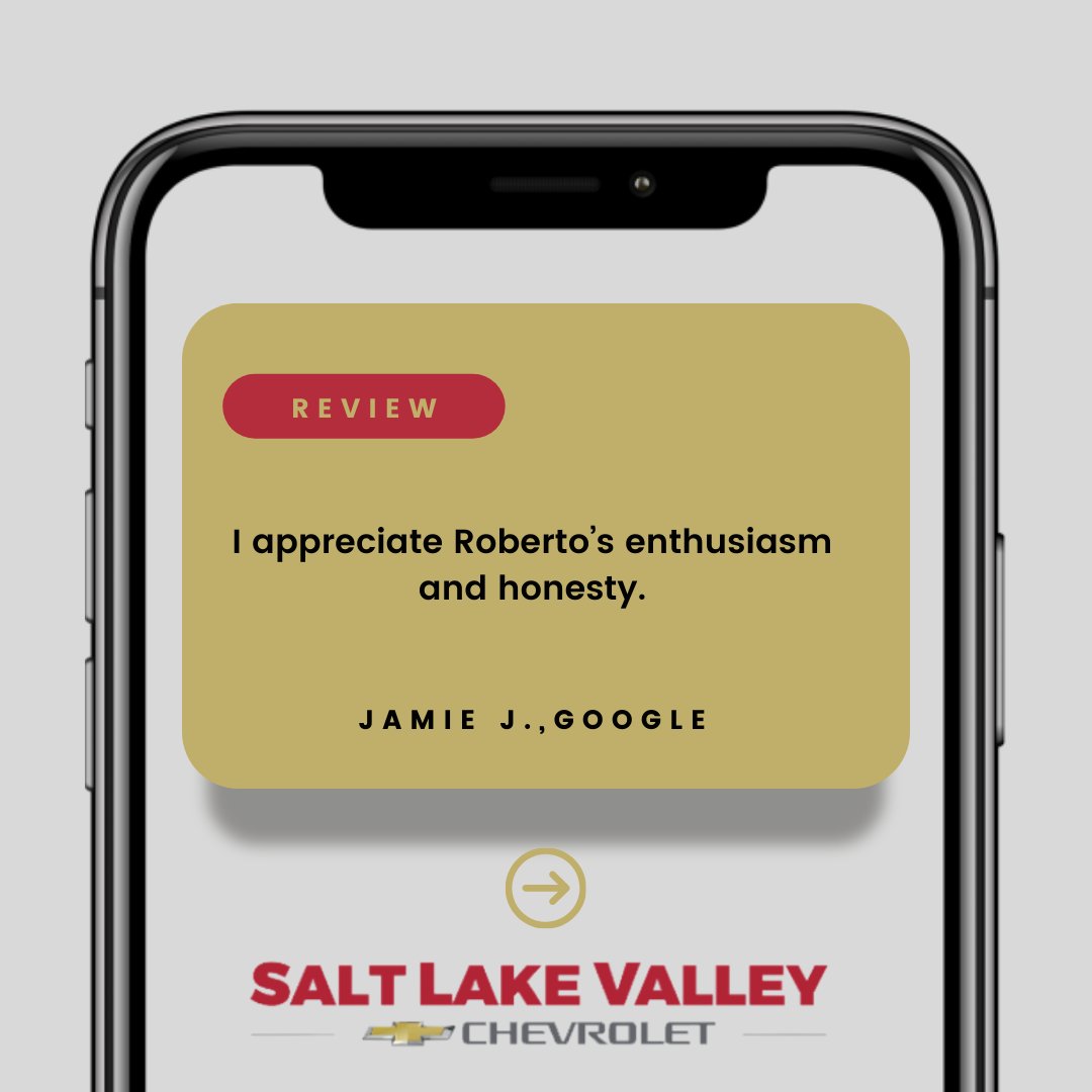 SLVChevy's tweet image. Thank you for sharing your feedback! We’re glad to hear Roberto’s enthusiasm and honesty made a positive impression. We’ll be sure to pass along your kind words to him, Jamie!